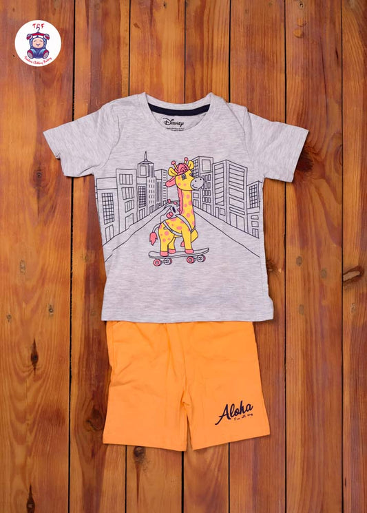 Grey & Orange - Boys T-Shirt & Shorts