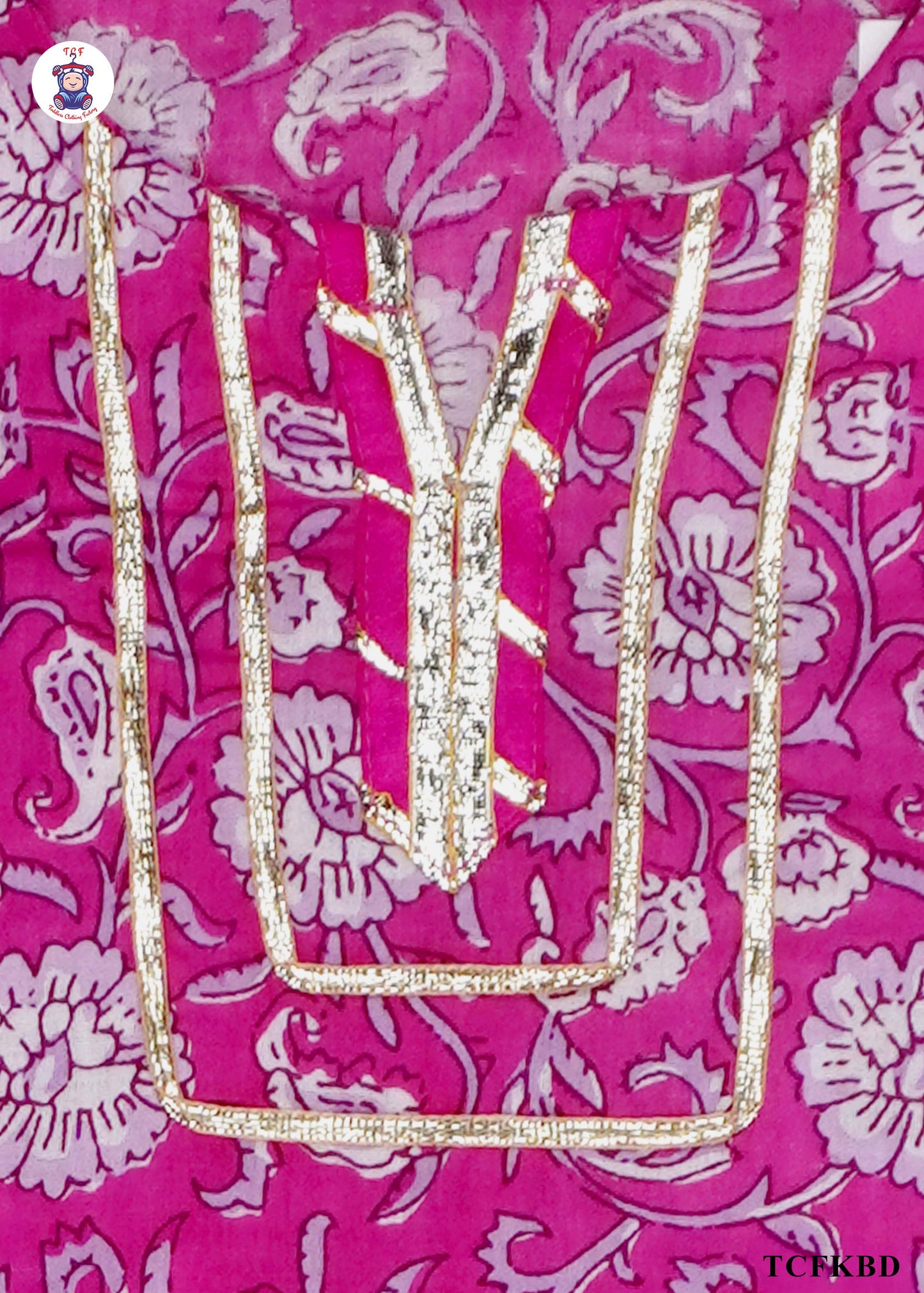 Deep Pink - Floral Printed A-Line Kurti Set