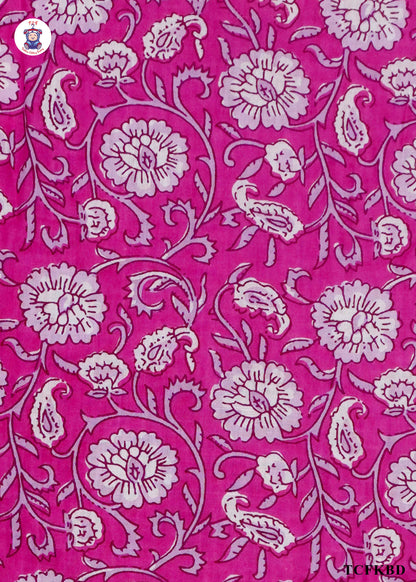 Deep Pink - Floral Printed A-Line Kurti Set