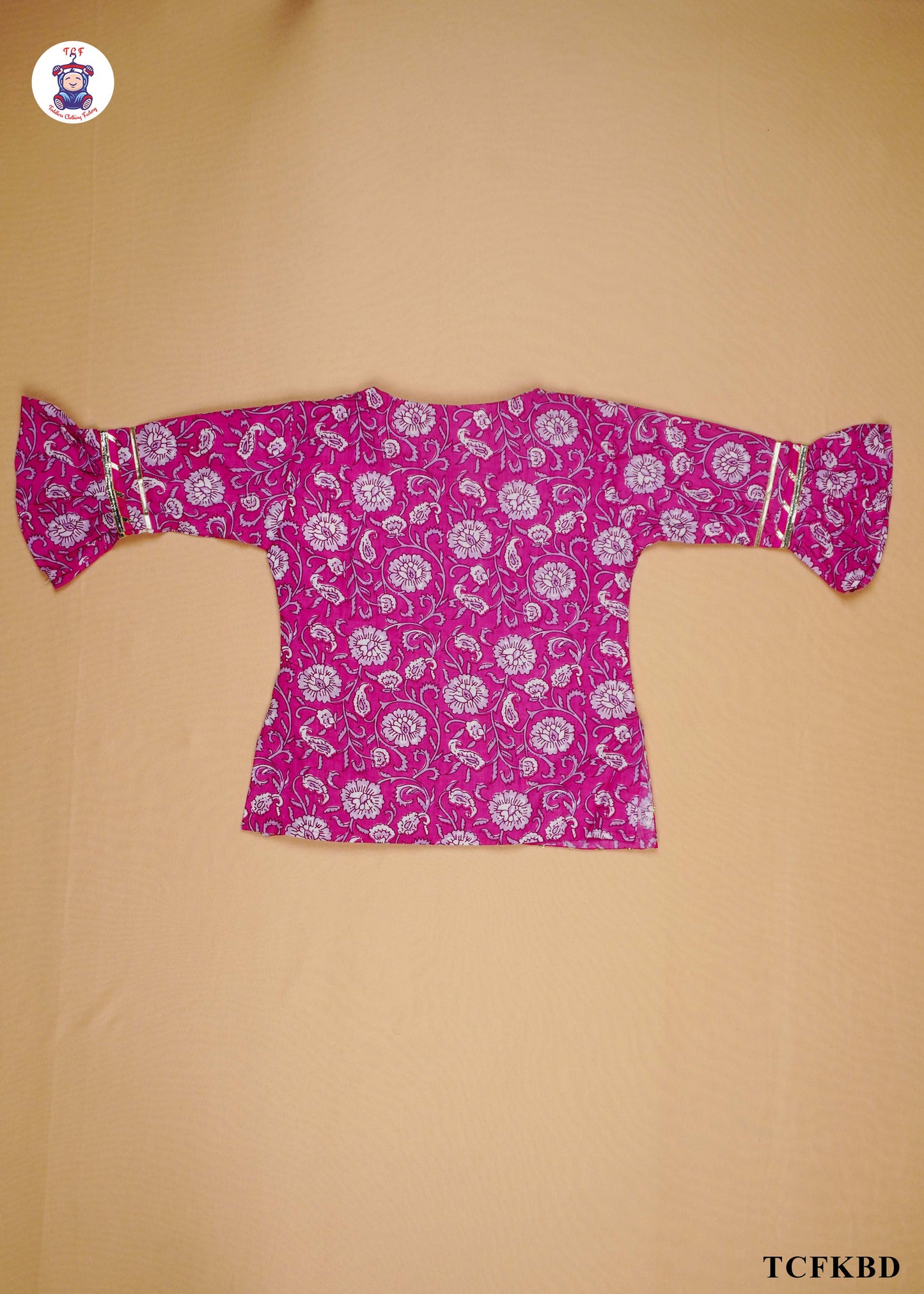 Deep Pink - Floral Printed A-Line Kurti Set