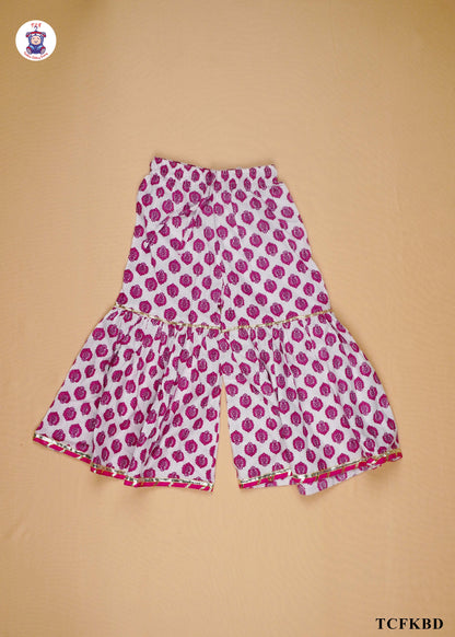 Deep Pink - Floral Printed A-Line Kurti Set