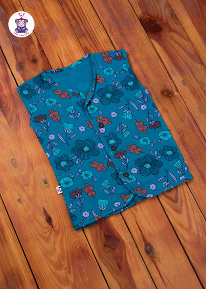 Dark Green - Unisex Muslin Printed Jabla